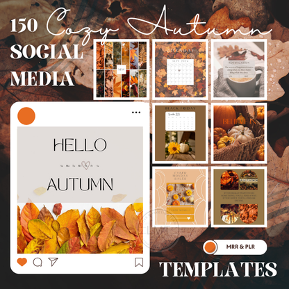 150 Cozy Autumn Social Media Templates | MRR & PLR