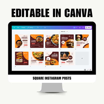 SOCIAL MEDIA | Burgers Instagram Posts | Canva Template