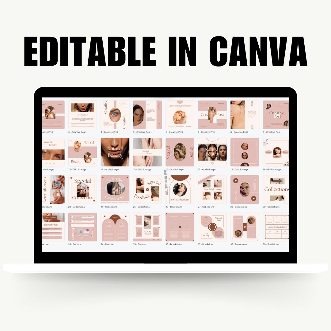 BEAUTY | 150 SOCIAL MEDIA SQUARE INSTAGRAM POSTS | Canva Template