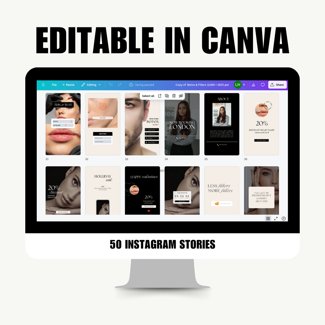 BEAUTY | SOCIAL MEDIA | 100 BOTOX & FILLERS POSTS | Canva Template