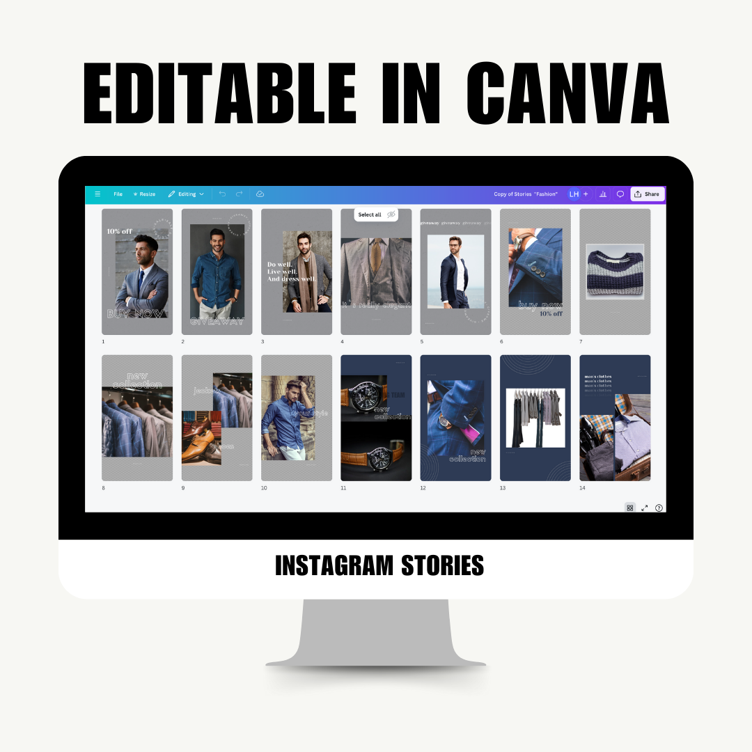 MENS | SOCIAL MEDIA | Elegant Blue Mens Pack | Canva Template