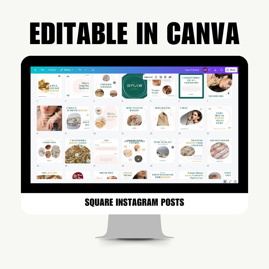 SOCIAL MEDIA | 31 JEWELRY POSTS | Canva Template