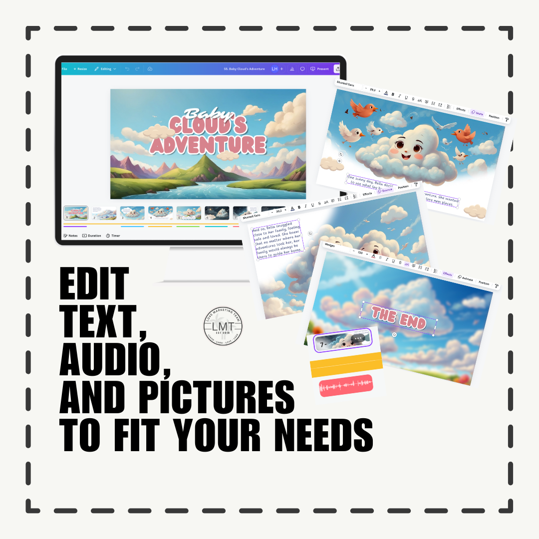 KIDS | "Baby Cloud's Adventure" | Editable Story-book with Audio | Canva Free