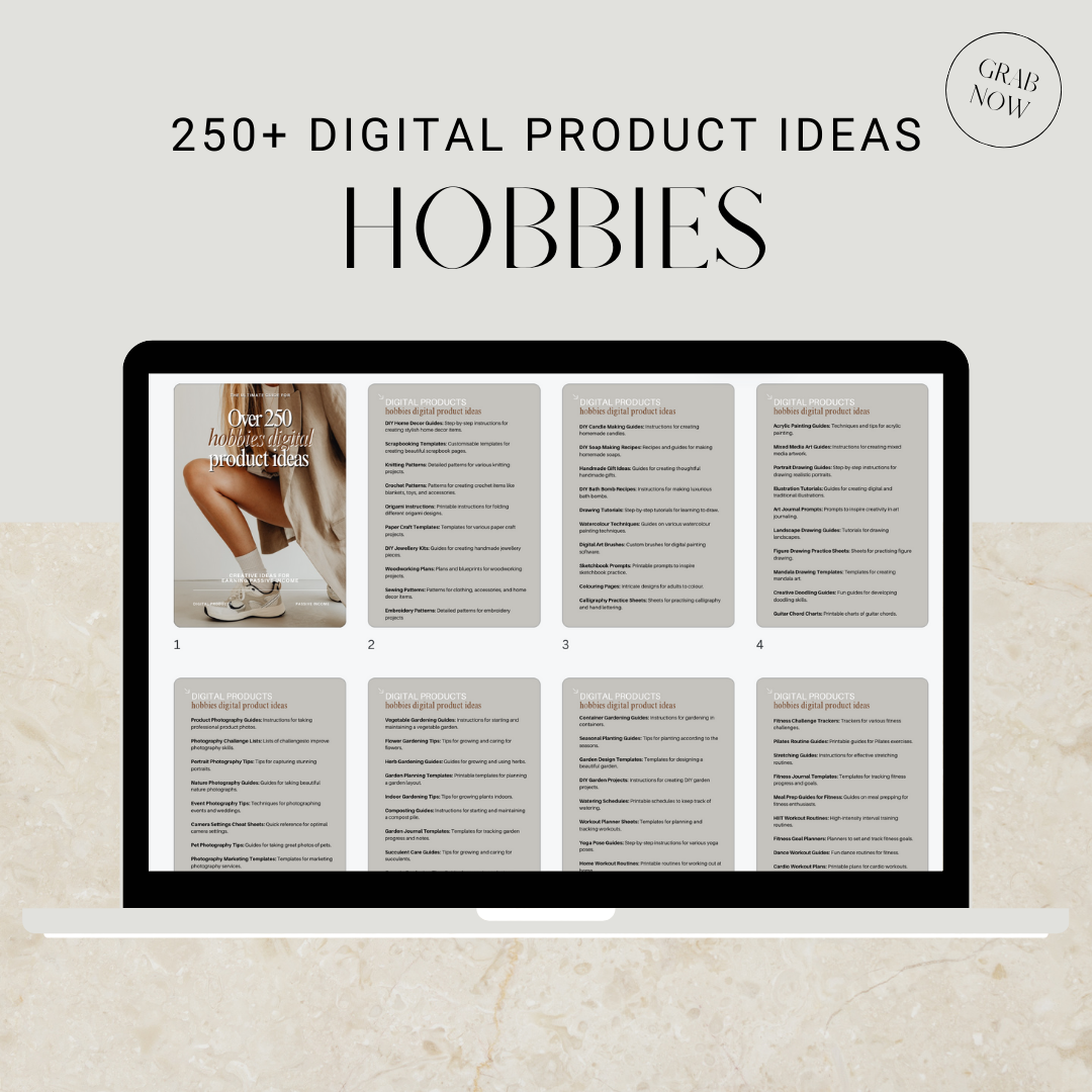 250+ Hobbies Digital Product Ideas