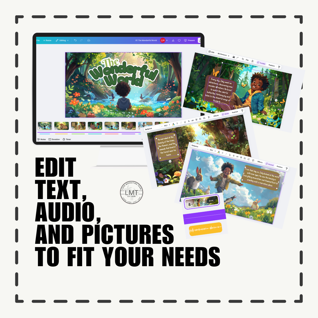 KIDS | "The Wonderful World" | Editable Story-book with Audio | Canva Free