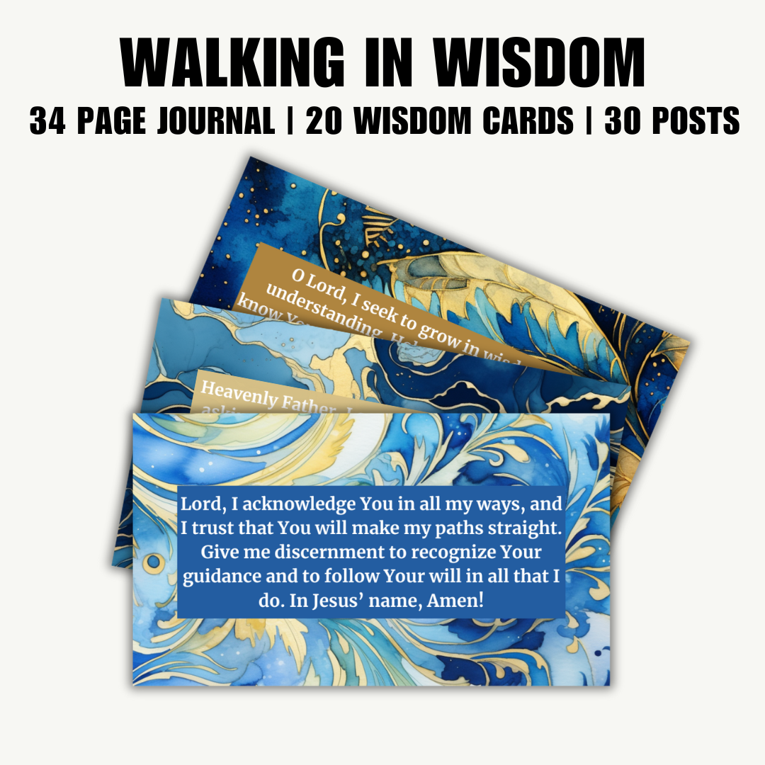 FAITH | Walking in Wisdom bundle | 34-Page Journal, 20 Wisdom Cards, and 30 Social Media Posts