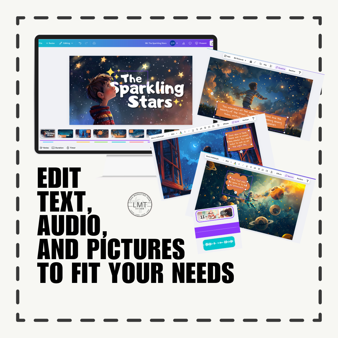 KIDS | "The Sparkling Stars" | Editable Story-book with Audio | Canva Free