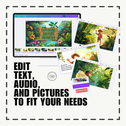 KIDS | "Exploring Nature in Indonesia" | Editable Story-book with Audio | Canva Free