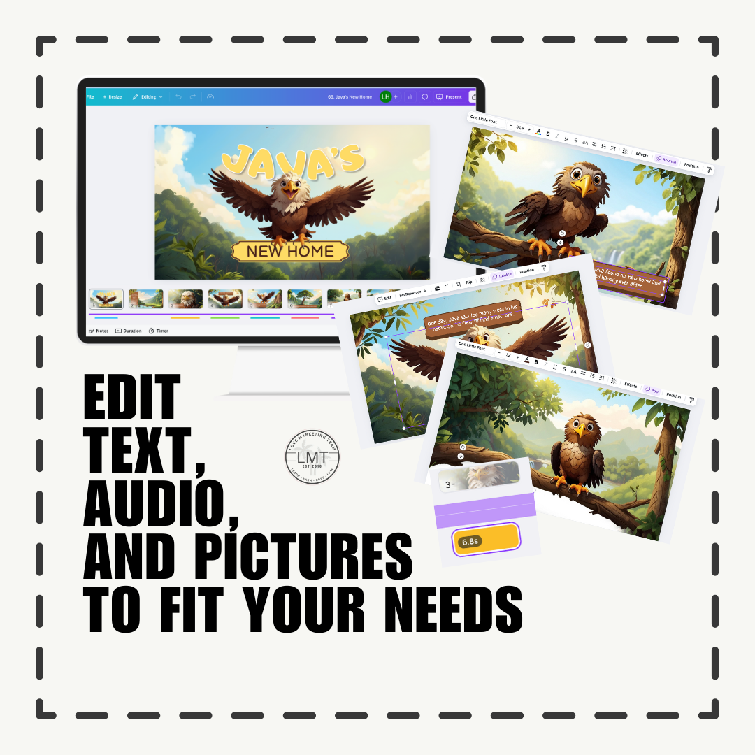 KIDS | "Java's New Home" | Editable Story-book with Audio | Canva Free