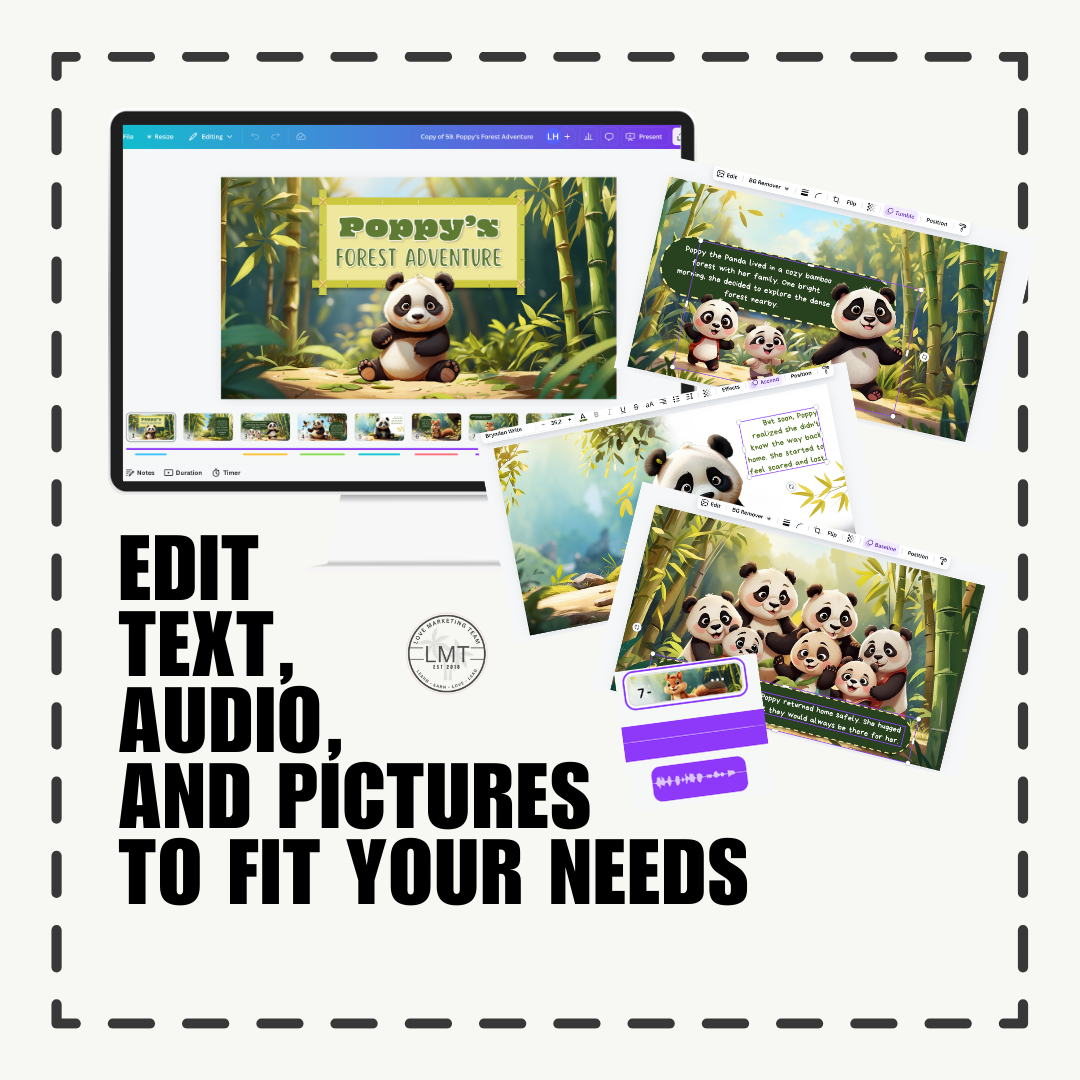 KIDS | "Poppy's Forest Adventure" | Editable Story-book with Audio | Canva Free