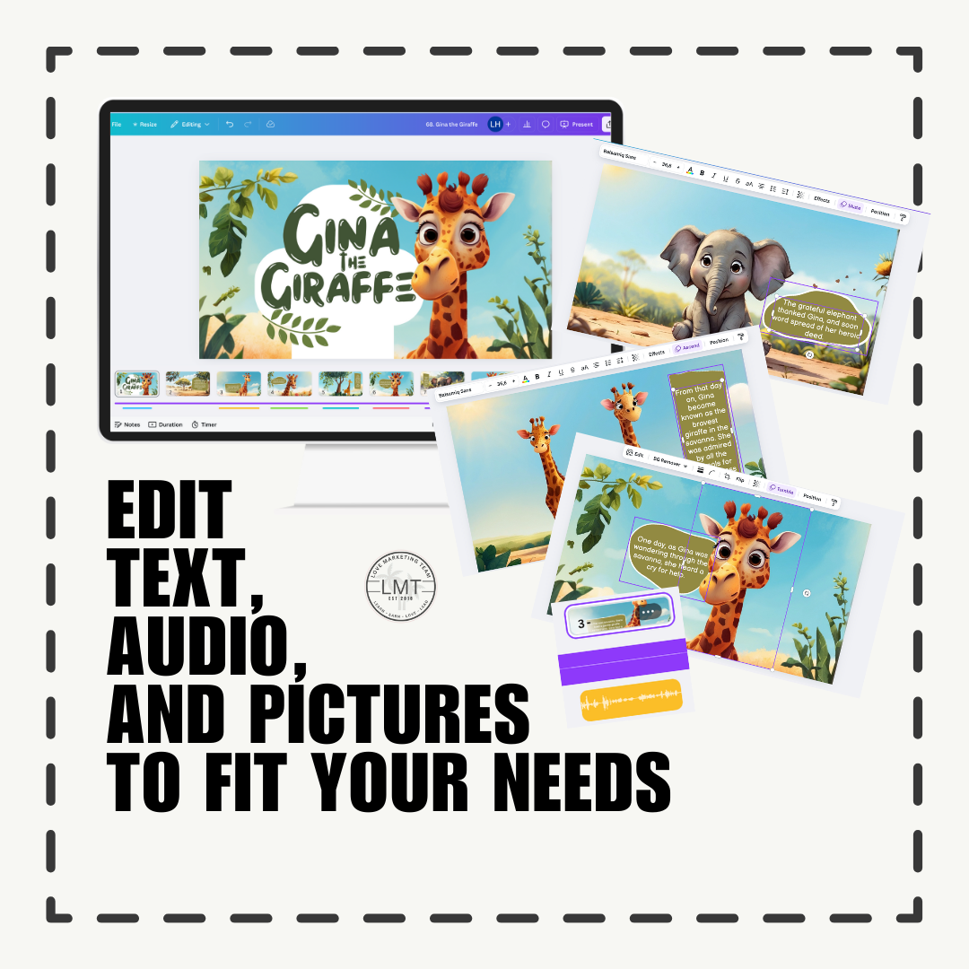 KIDS | "Gina the Giraffe" | Editable Story-book with Audio | Canva Free