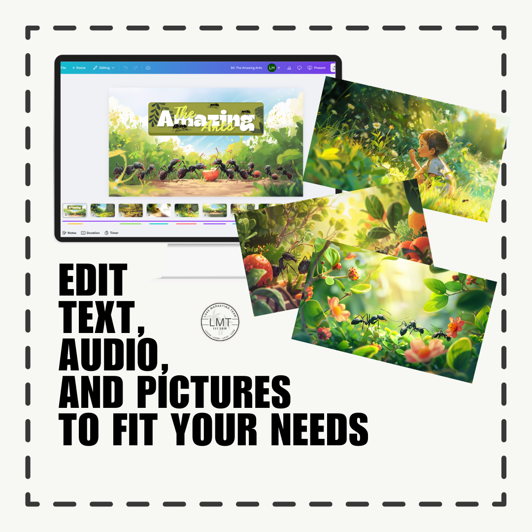 KIDS | "The Amazing Ants" | Editable Story-book with Audio | Canva Free