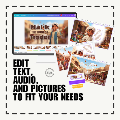 KIDS | "Malik the Honest Trader" | Editable Story-book with Audio | Canva Free