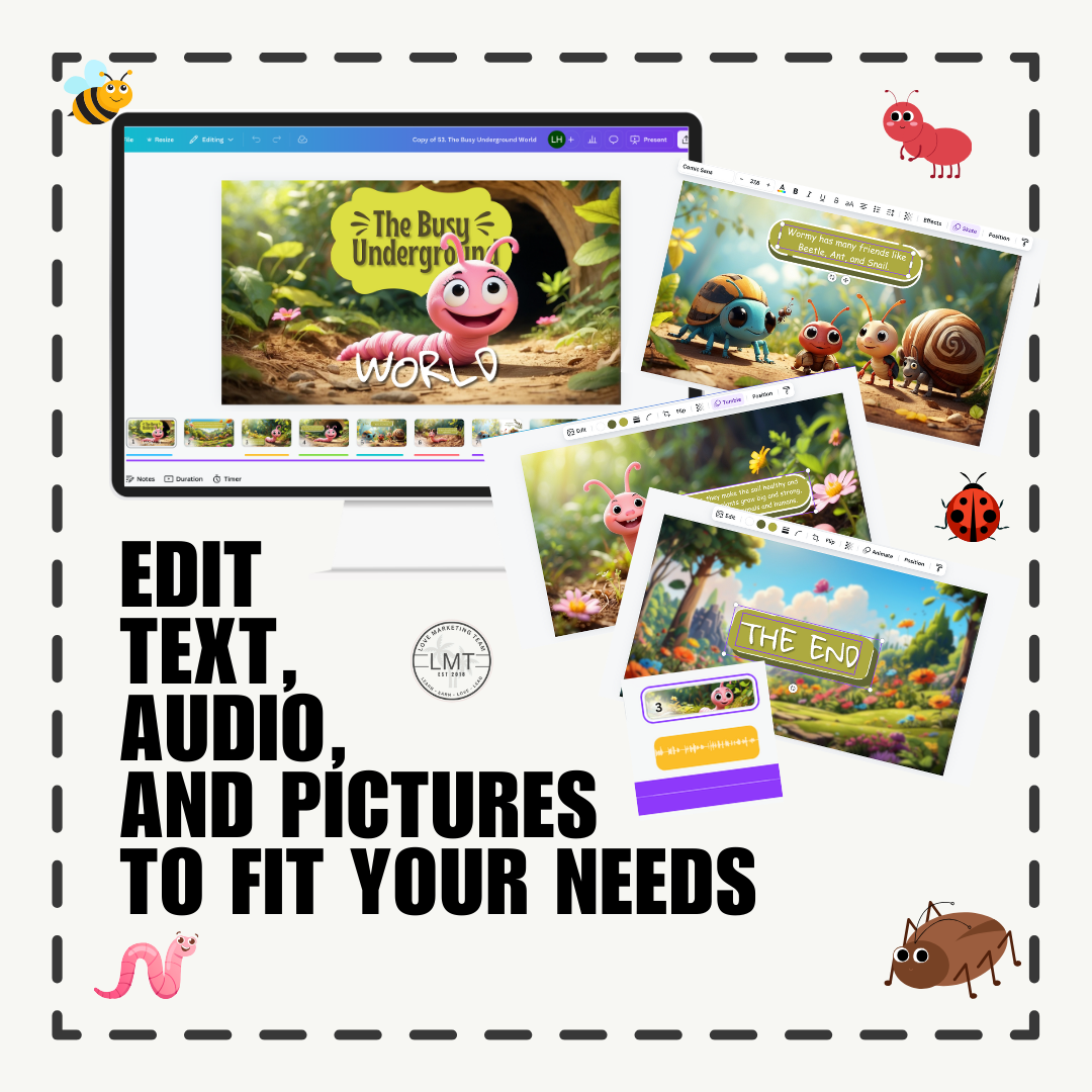 KIDS | "The Busy Underground World" | Editable Story-book with Audio | Editable in Canva