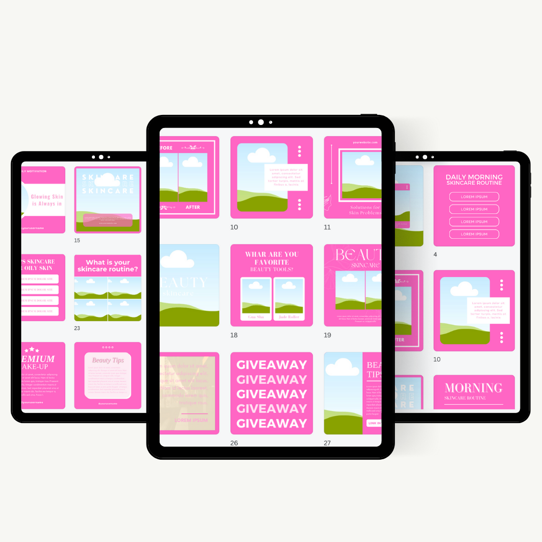 60 Pink Beauty Instagram Post Templates | DFY | Master Resell Rights | PLR/MRR