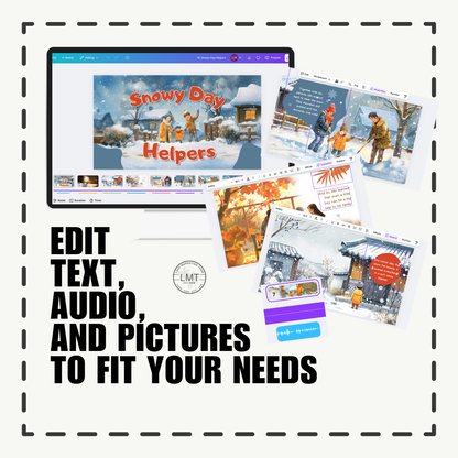 KIDS | " Snowy Day Helpers " | Editable Story-book with Audio | Canva Free