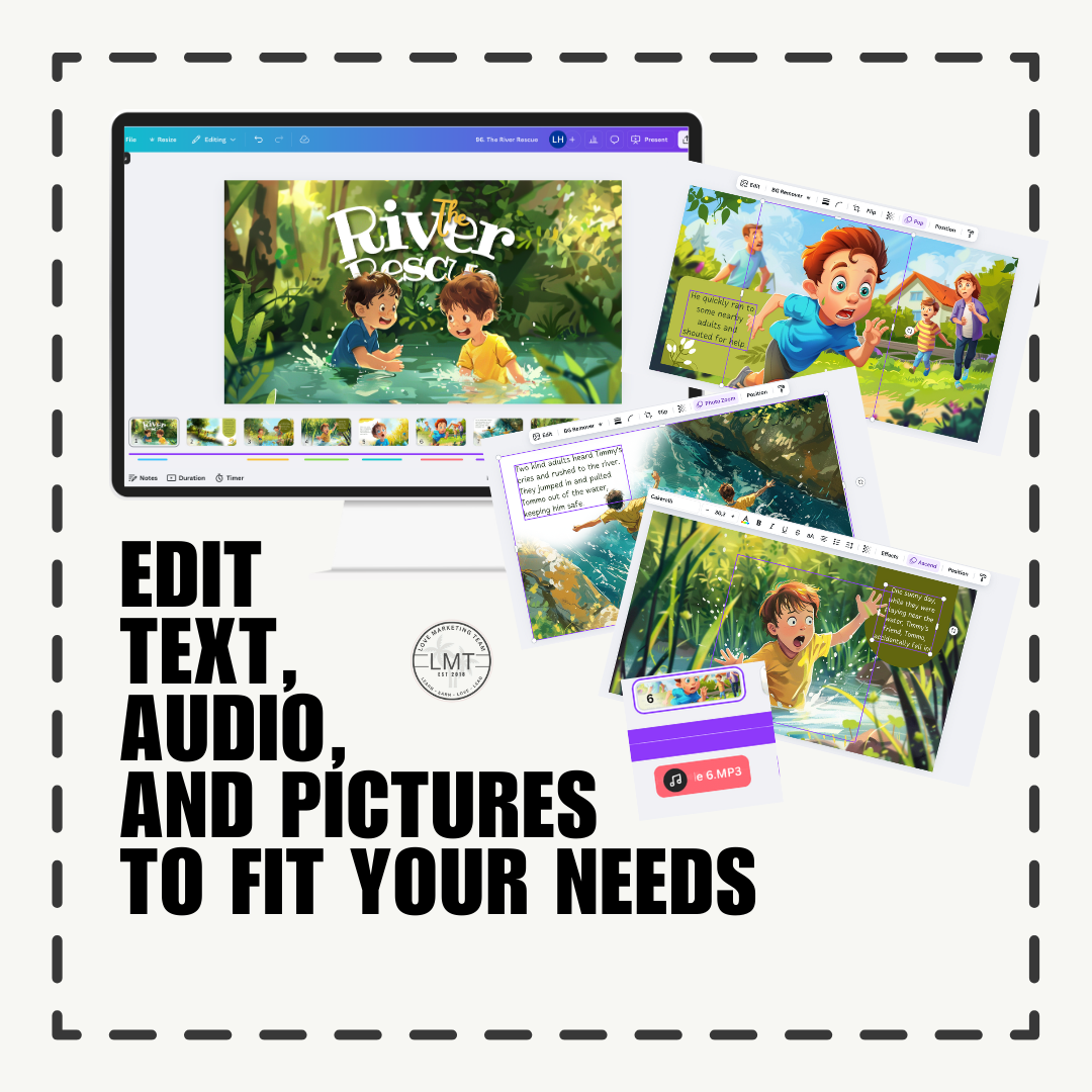 KIDS | "The River Rescue" | Editable Story-book with Audio | Canva Free