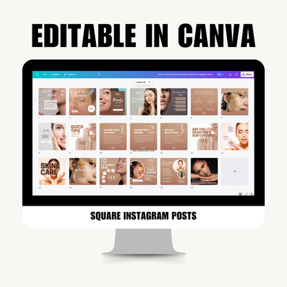 BEAUTY | SOCIAL MEDIA | 40 SkinCare Posts | Canva Template