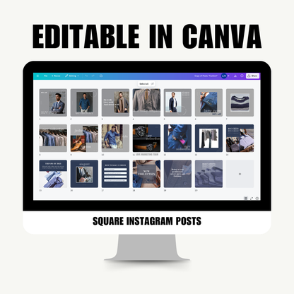 MENS | SOCIAL MEDIA | Elegant Blue Mens Pack | Canva Template