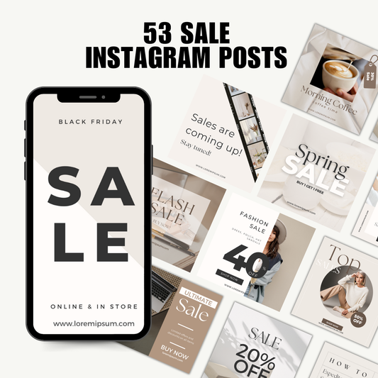 SOCIAL MEDIA | 53 SALE Instagram Posts | Canva Template