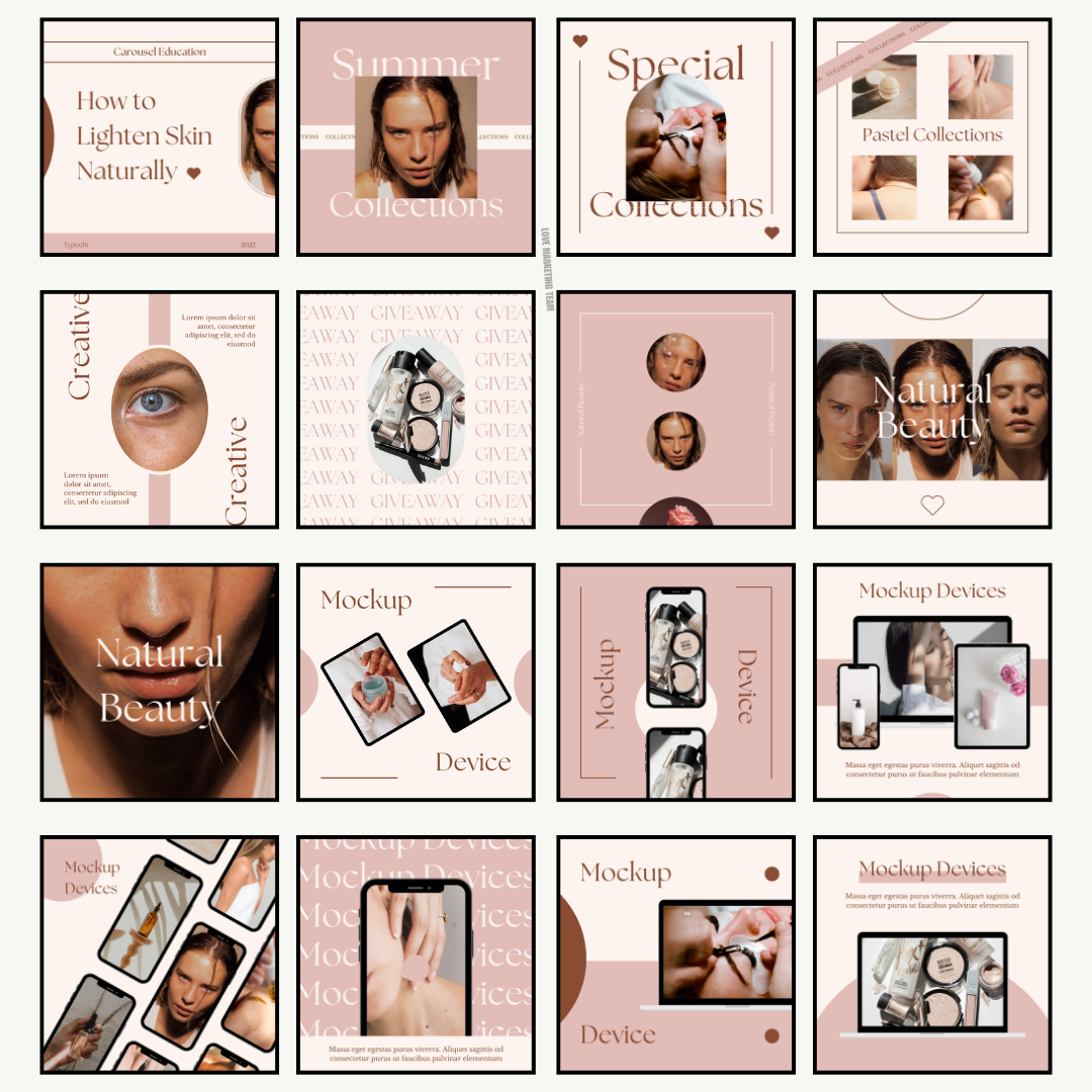 BEAUTY | 150 SOCIAL MEDIA SQUARE INSTAGRAM POSTS | Canva Template