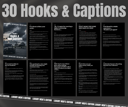 Vol 3 Luxury Mens Reels, Captions,  Hooks & Covers With Photos & Mockups | MRR Master Resell Rights