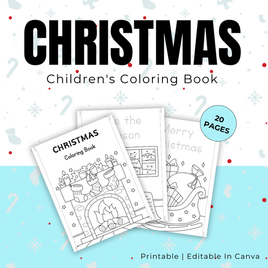 KIDS | Christmas Children's Coloring Book | Editable in Canva