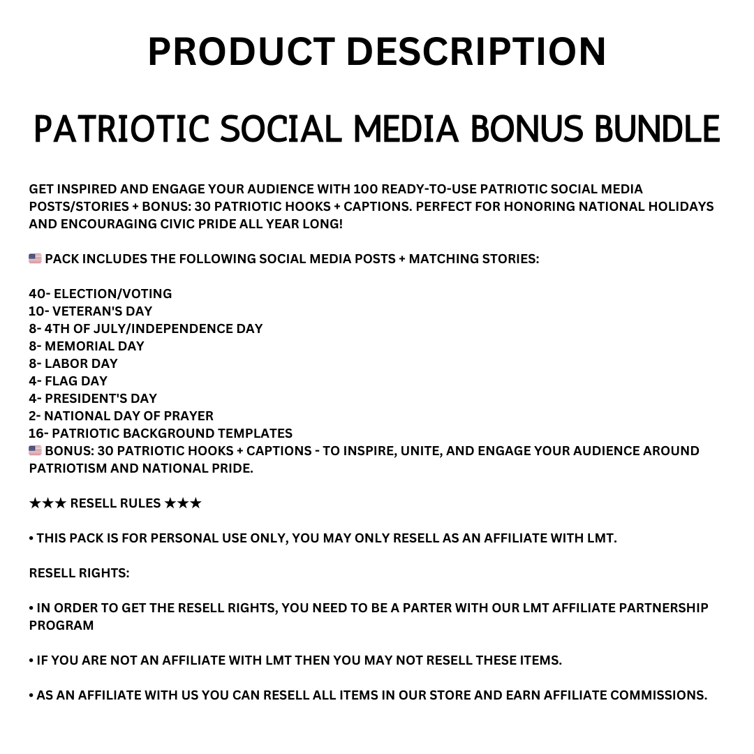 SOCIAL MEDIA | USA | Patriotic Social Media Bundle | Plus, BONUS Bundle