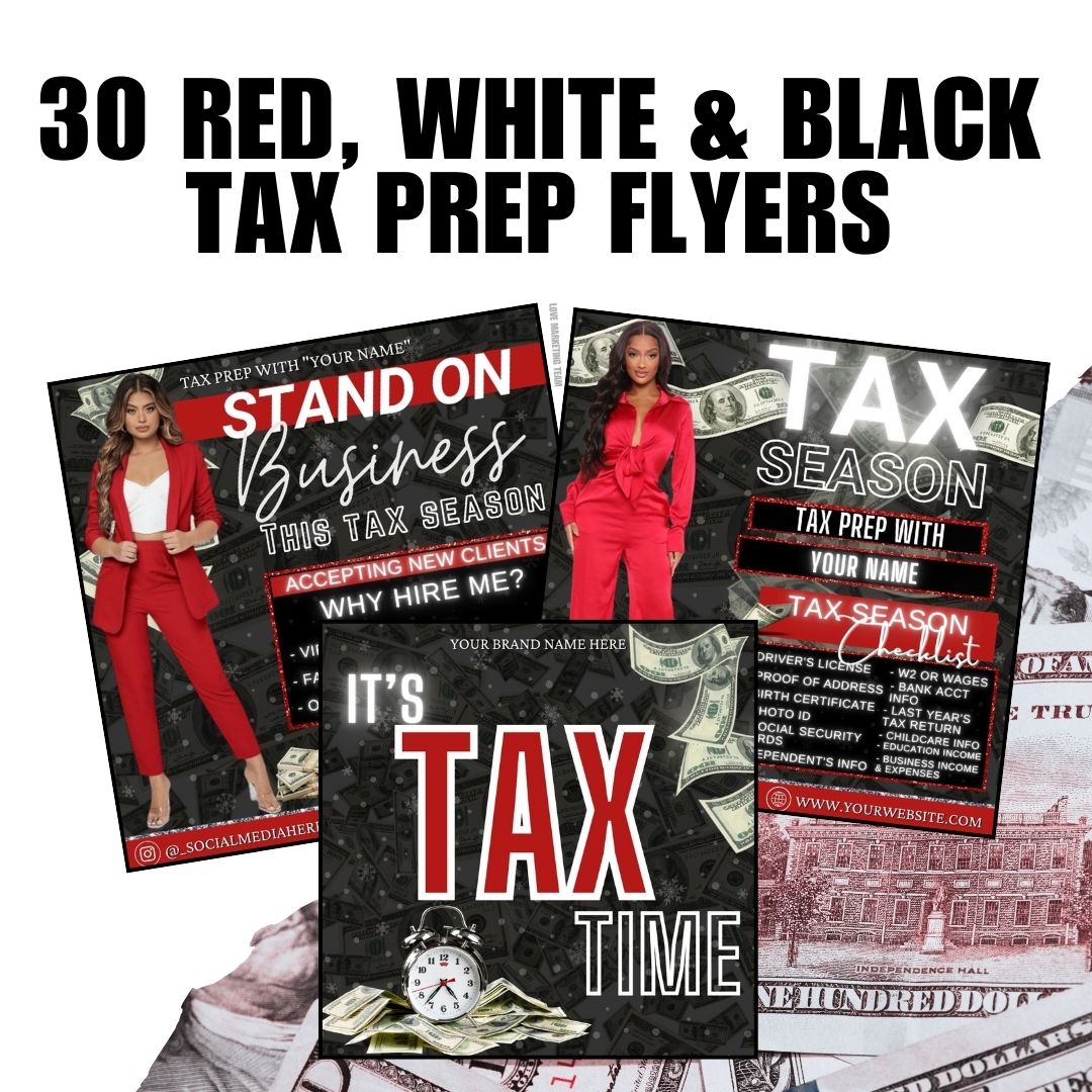 SOCIAL MEDIA | 30 Black & Red Tax Prep Flyers