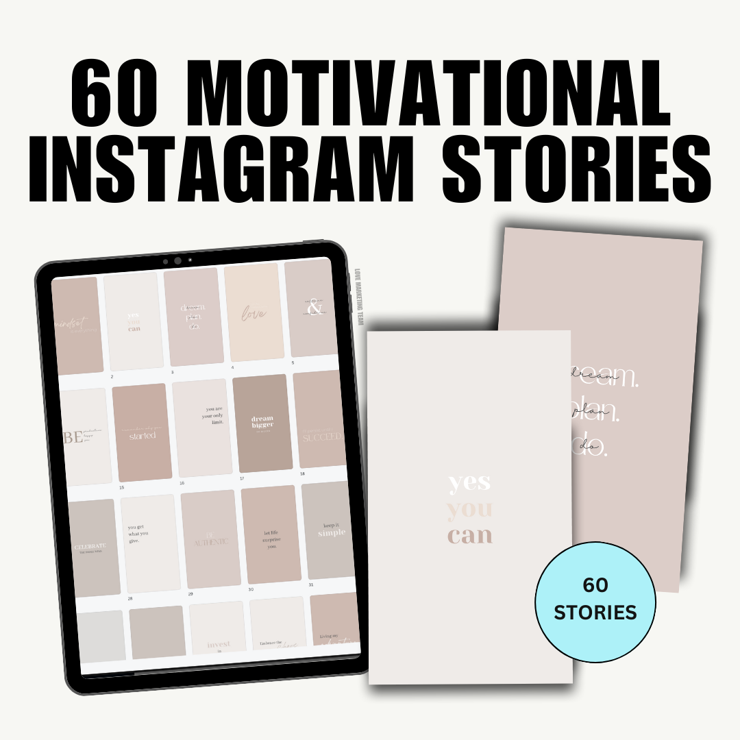 SOCIAL MEDIA | 60 Motivational Quote Instagram Stories | Canva Templates