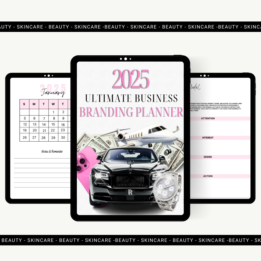 2025 BUSINESS BRANDING PLANNER  110 pages | DFY Template | Beauty | PLR