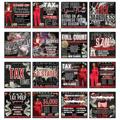 SOCIAL MEDIA | 30 Black & Red Tax Prep Flyers