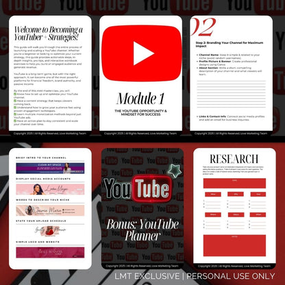 Becoming a YouTuber + Strategies E-Guide | Mini Masterclass & Workbook + BONUS YouTube Planner