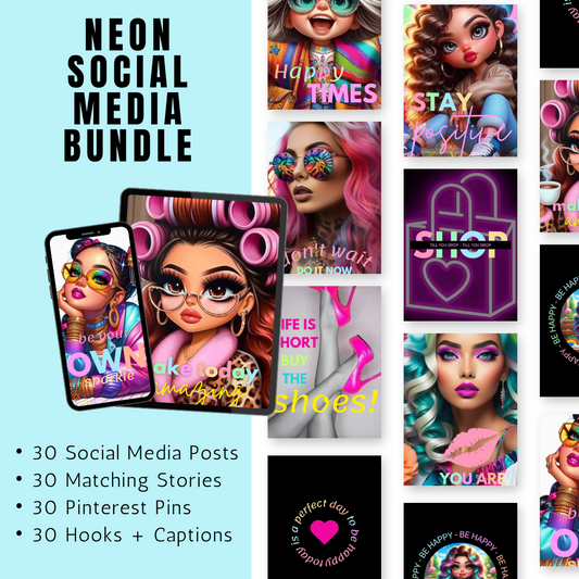 NEON | Neon Social Media Bundle | Vol III | Canva Templates