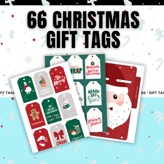 CHRISTMAS | 65+ Christmas Gift Tags | 10 Printable Pages| Editable in Canva