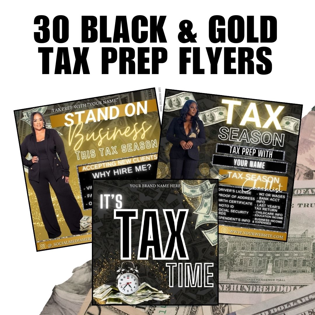 SOCIAL MEDIA | 30 Black & Gold Tax Prep Flyers