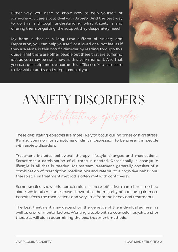 Overcoming Anxiety | Guide + Workbook | 86 pages – Love Marketing Team, LLC