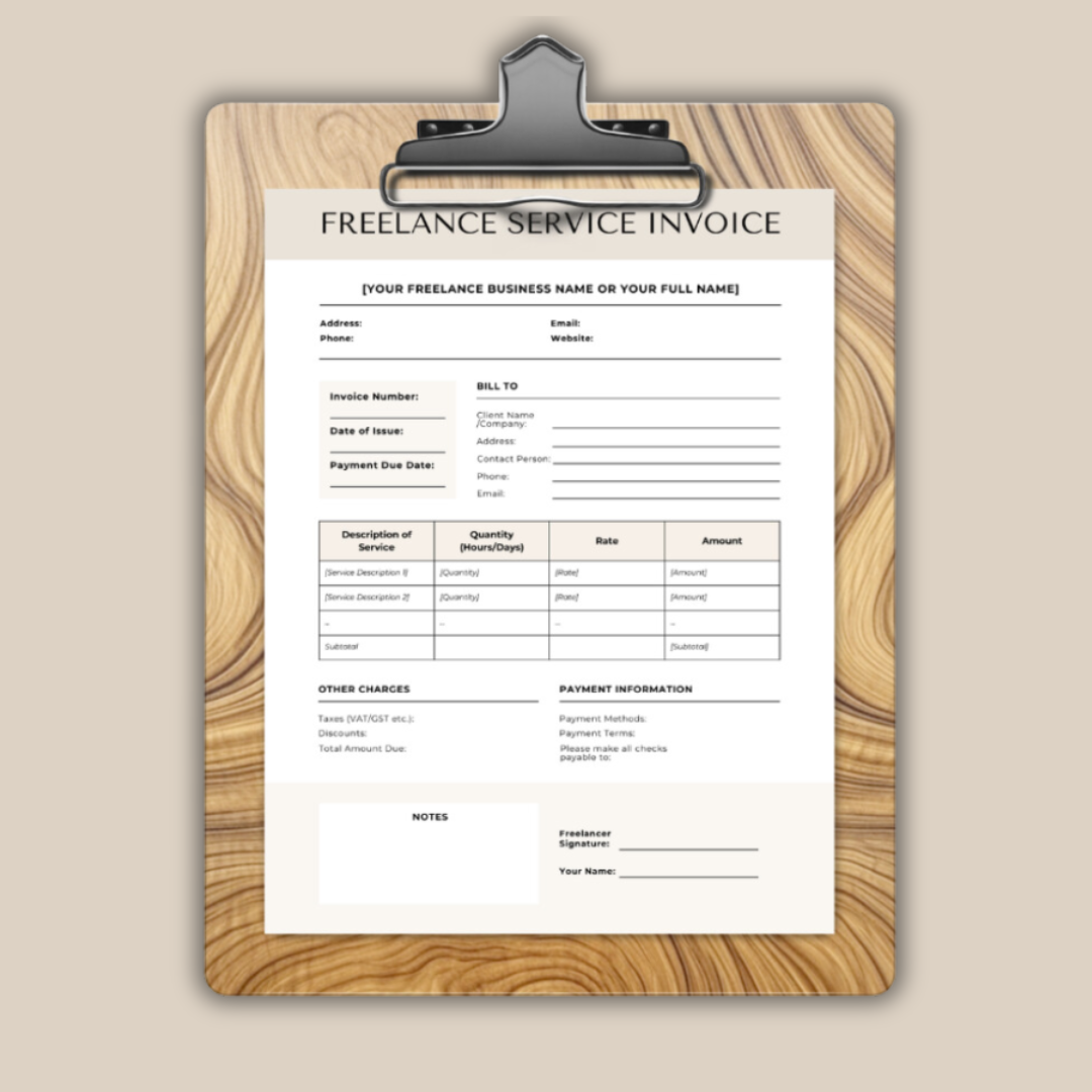 Freelance Service Invoice Template | Business