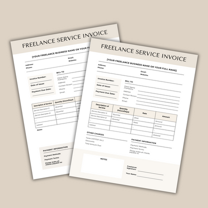 Freelance Service Invoice Template | Business