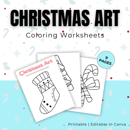 KIDS | Christmas Art Coloring Worksheets | Editable in Canva