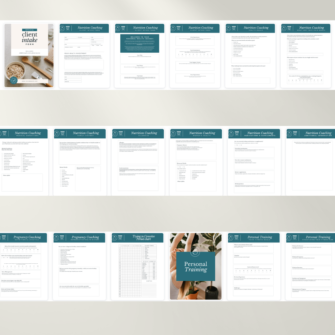 Client Forms | Nutrition & Fitness Welcome Pack | Health, Wellness, Fitness |