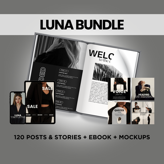 Luna Bundle - 120 POSTS & STORIES + EBOOK + MOCKUPS