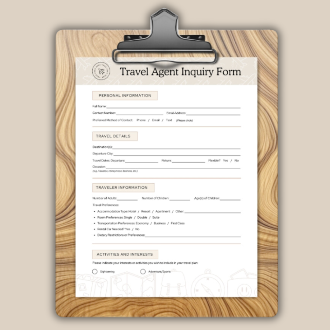 Travel Agent Inquiry Form | Business