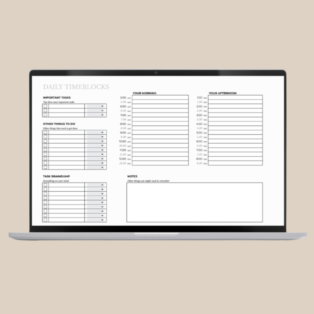 Timeblock Sheet | Business