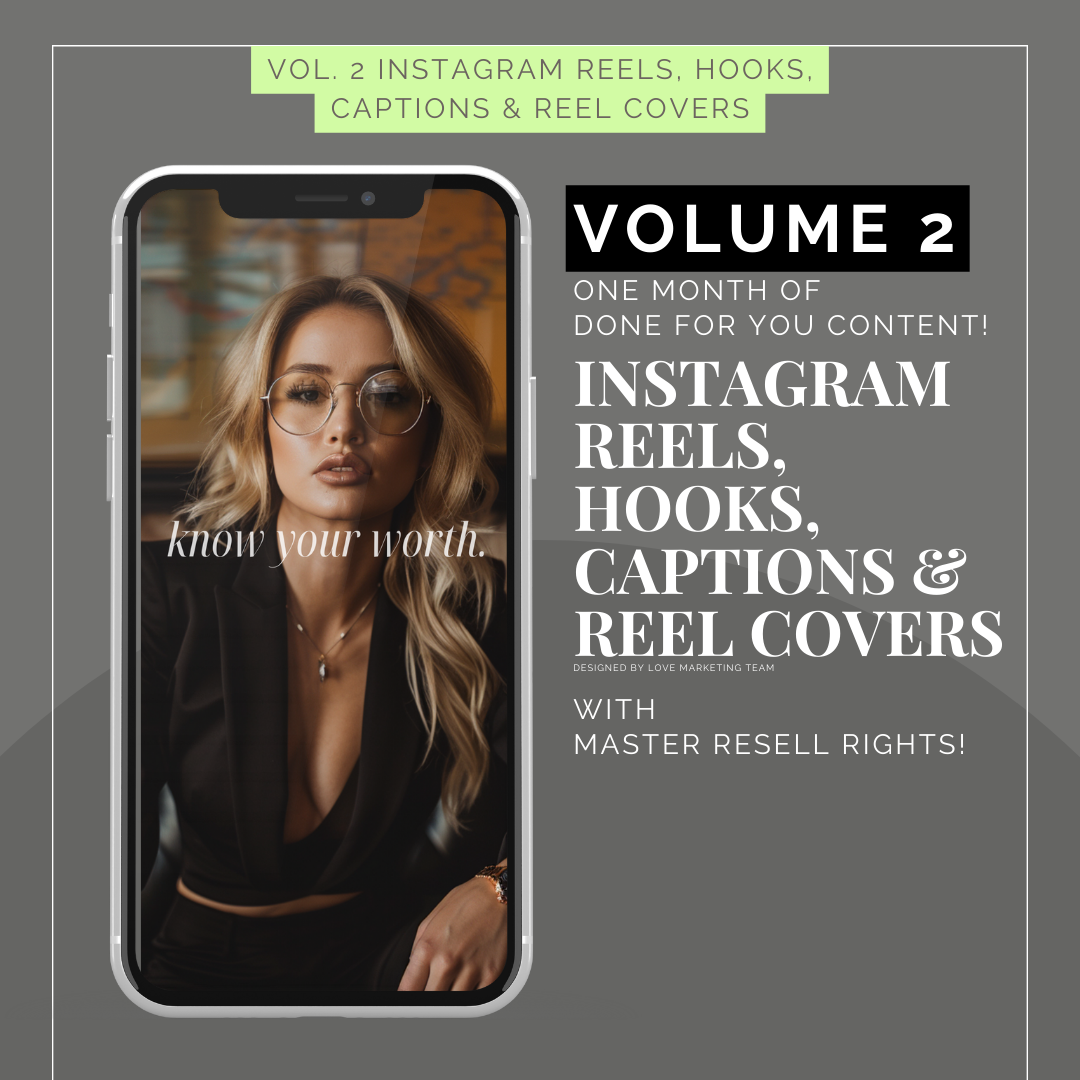 Vol 2. Instagram Reels, Hooks, Captions & Reel Covers