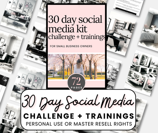 30 Day Social Media Kit Challenge + Workbook (72 pages)