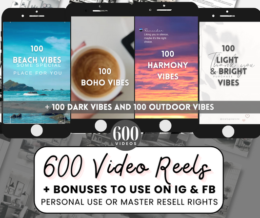 600 Video Reels + 5 Social Media Planners (134 pages)