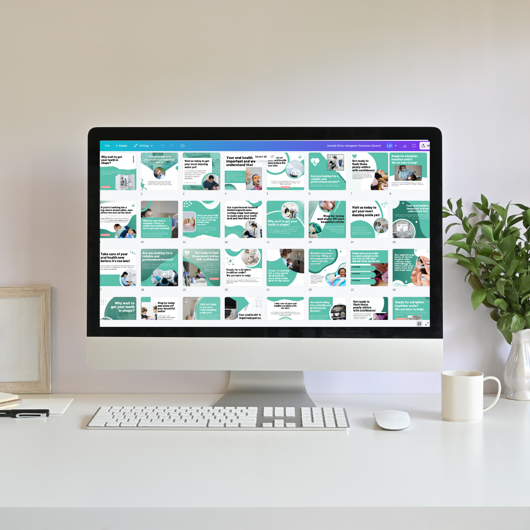 HEALTH | Dental Clinic Instagram Template | Dentist Social Media Content | 51 Social Posts