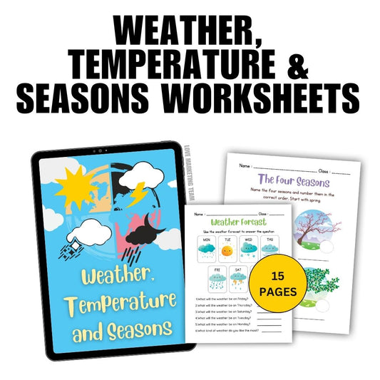 KIDS| WEATHER, TEMPERATURE & SEASONS WORKSHEETS
