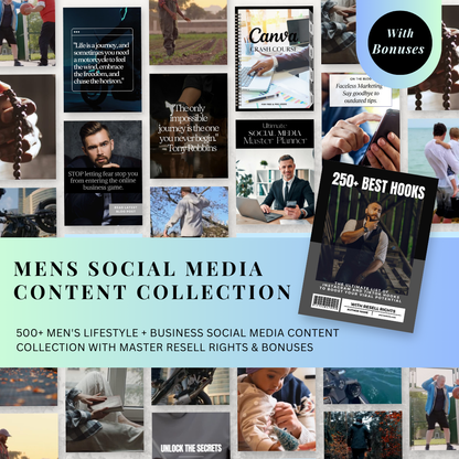 Mens Social Media Content Collection | Master Resell Rights  | Bundle  | PLR  | MRR